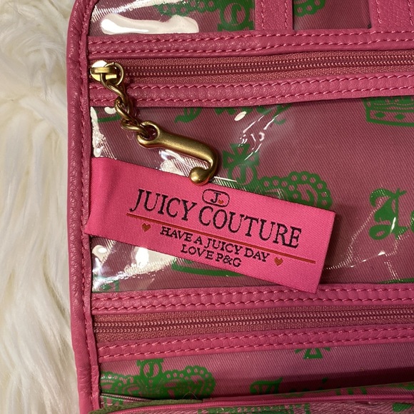 Juicy Couture Green and Pink Travel Makeup Bag Purse - Picture 9 of 14